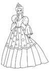 Página para colorir princesa com vestido