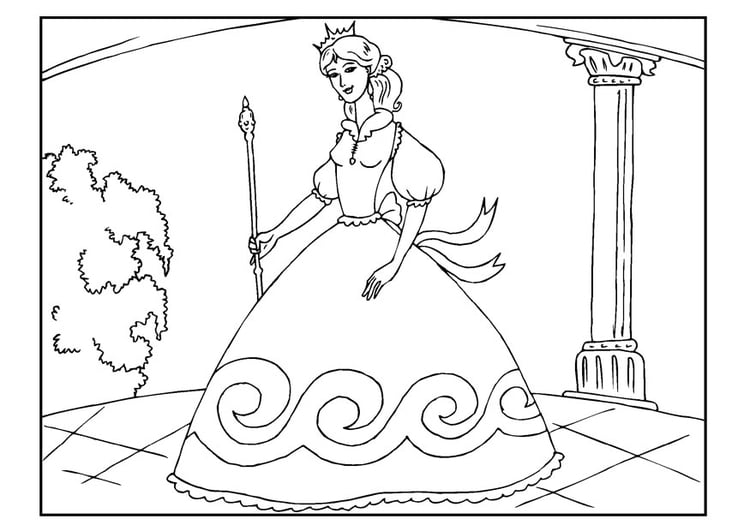 Página para colorir princesa