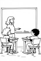 Página para colorir professor na sala de aula