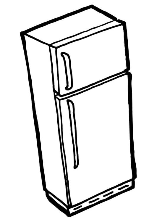 Página para colorir refrigerador com freezer 