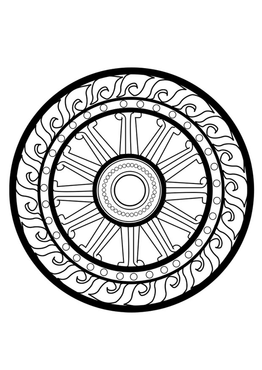 Página para colorir roda do dharma 