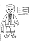 Página para colorir rohin com a bandeira da Ãndia