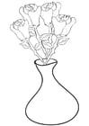 P�ginas para colorir rosas em um vaso