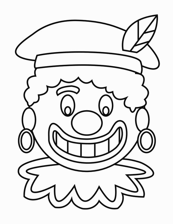 Página para colorir rosto de Zwarte Piet