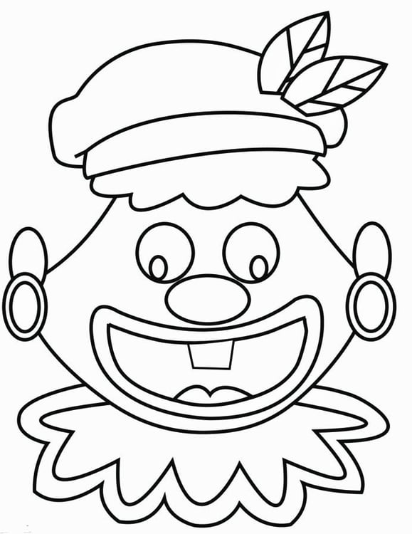 Página para colorir rosto maluco de Zwarte Piet 