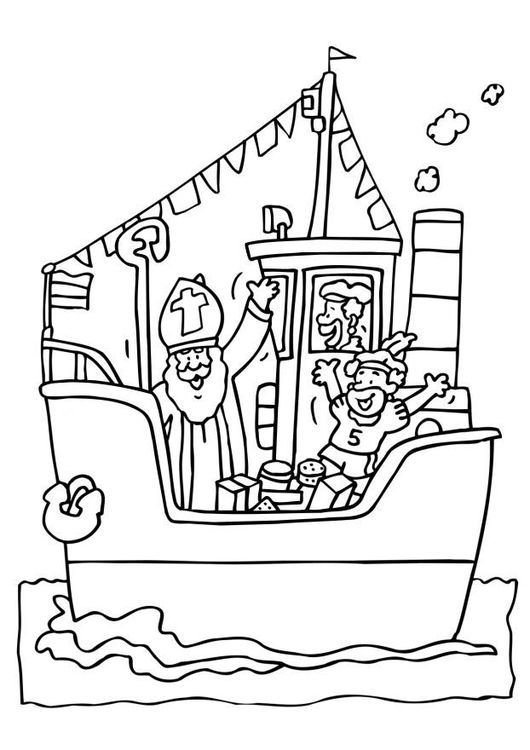 Página para colorir SÃ£o Nicolau em seu barco