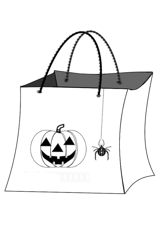 Página para colorir saco de halloween 