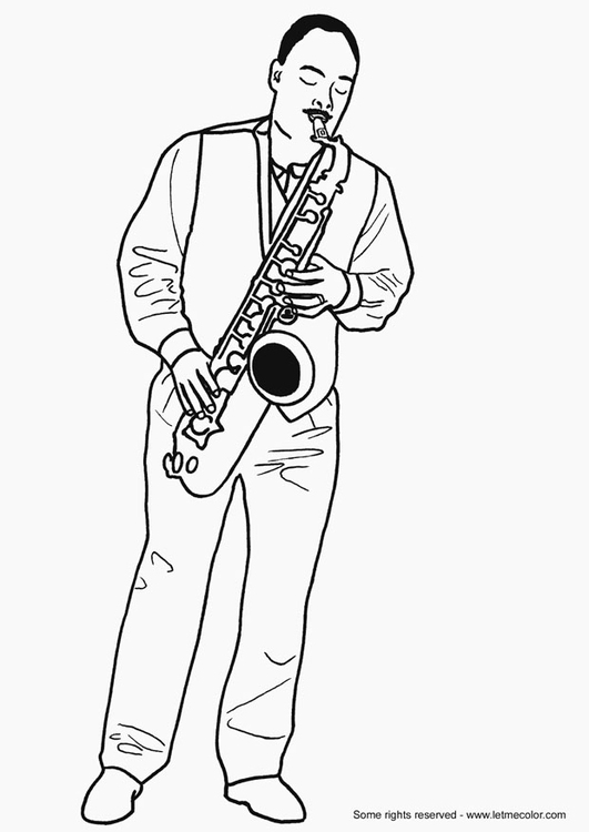 Página para colorir saxofonista