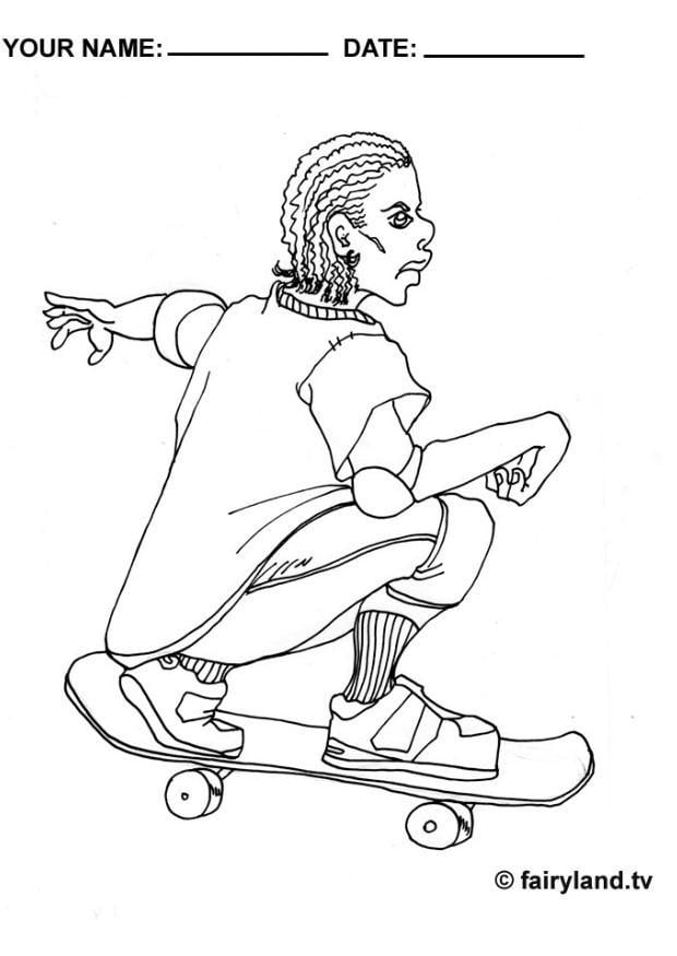 Página para colorir skate