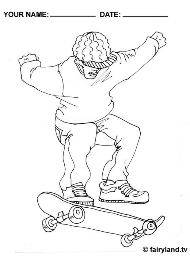Página para colorir skate