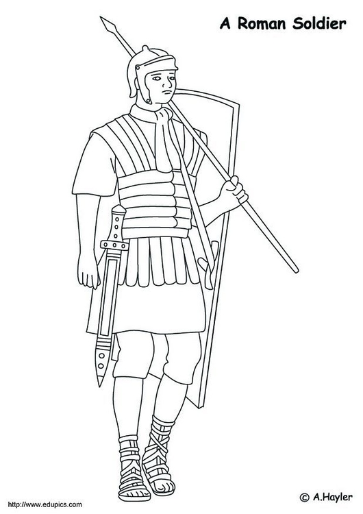 Página para colorir soldado romano