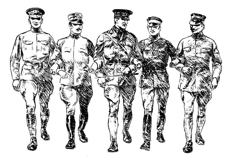 Página para colorir soldados da primeira guerra mundial