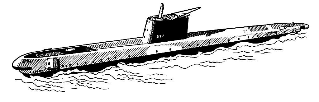 Batiscafo submarino amarelo e contorno submarino para colorir