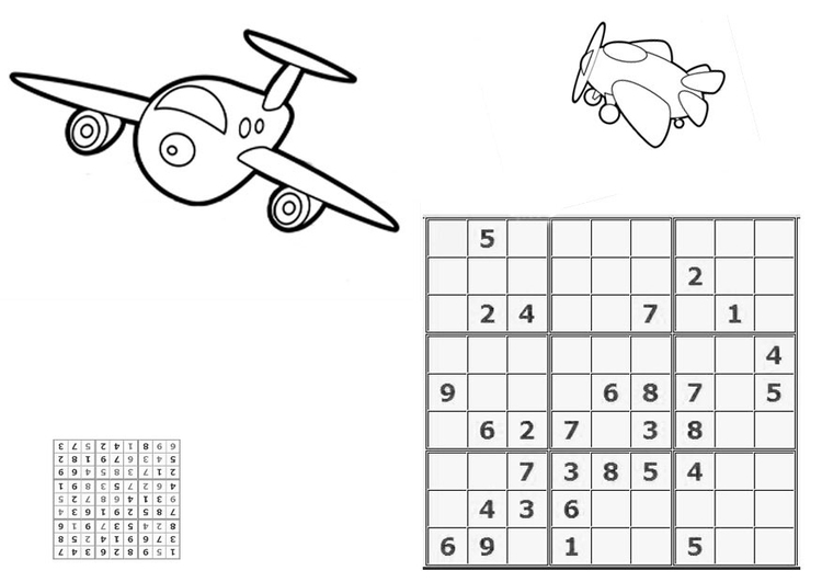 Página para colorir sudoku - aviÃµes 