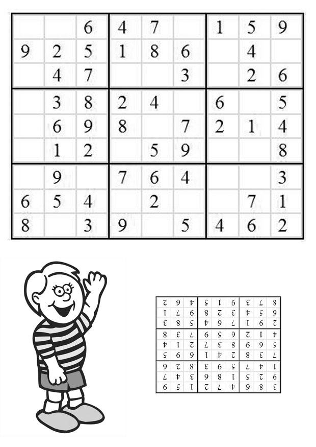Página para colorir sudoku - menino 