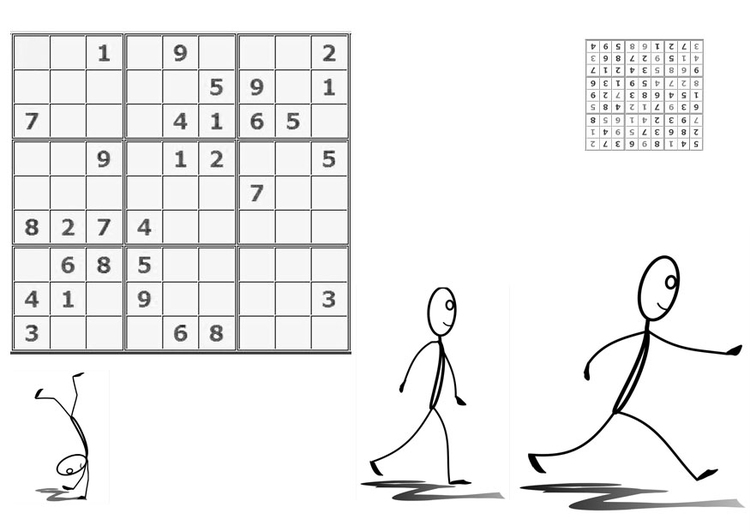 Página para colorir sudoku - mover-se 