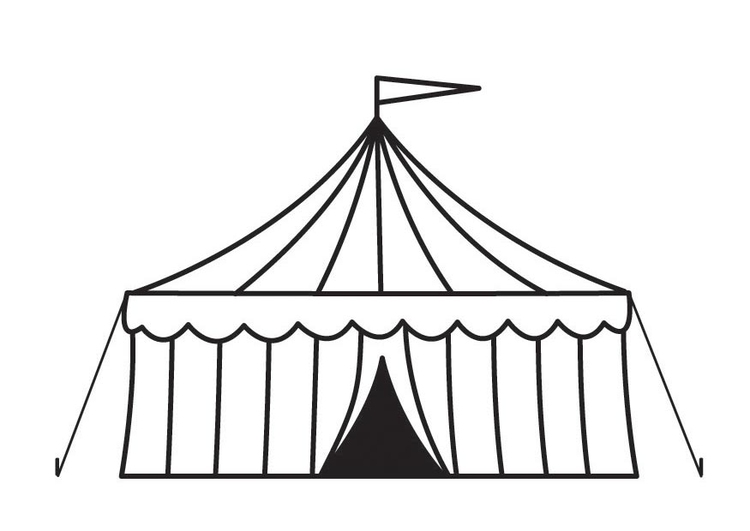 Página para colorir tenda de circo 