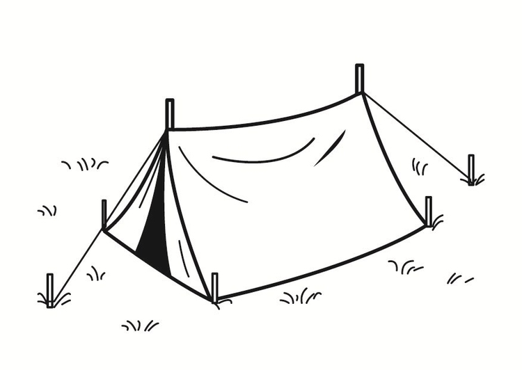 Página para colorir tenda
