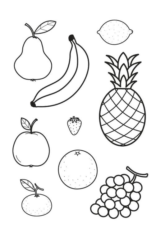 Página para colorir todas as frutas juntas 