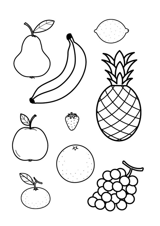 Desenho De Página Para Colorir Frutas Felizes Com Alguns Esboços