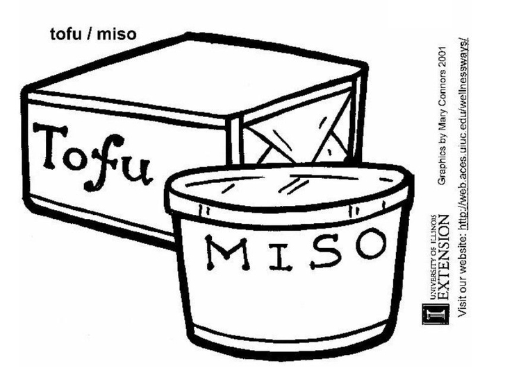 Página para colorir tofu - miso