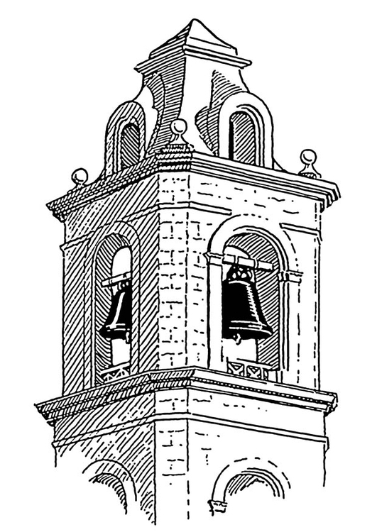 Página para colorir torre - campanÃ¡rio