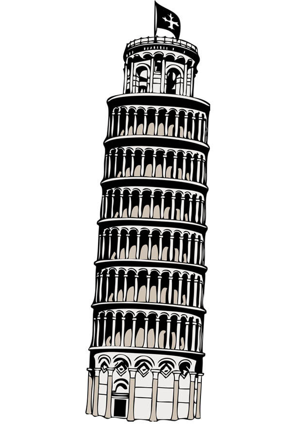 Página para colorir torre de Pisa 