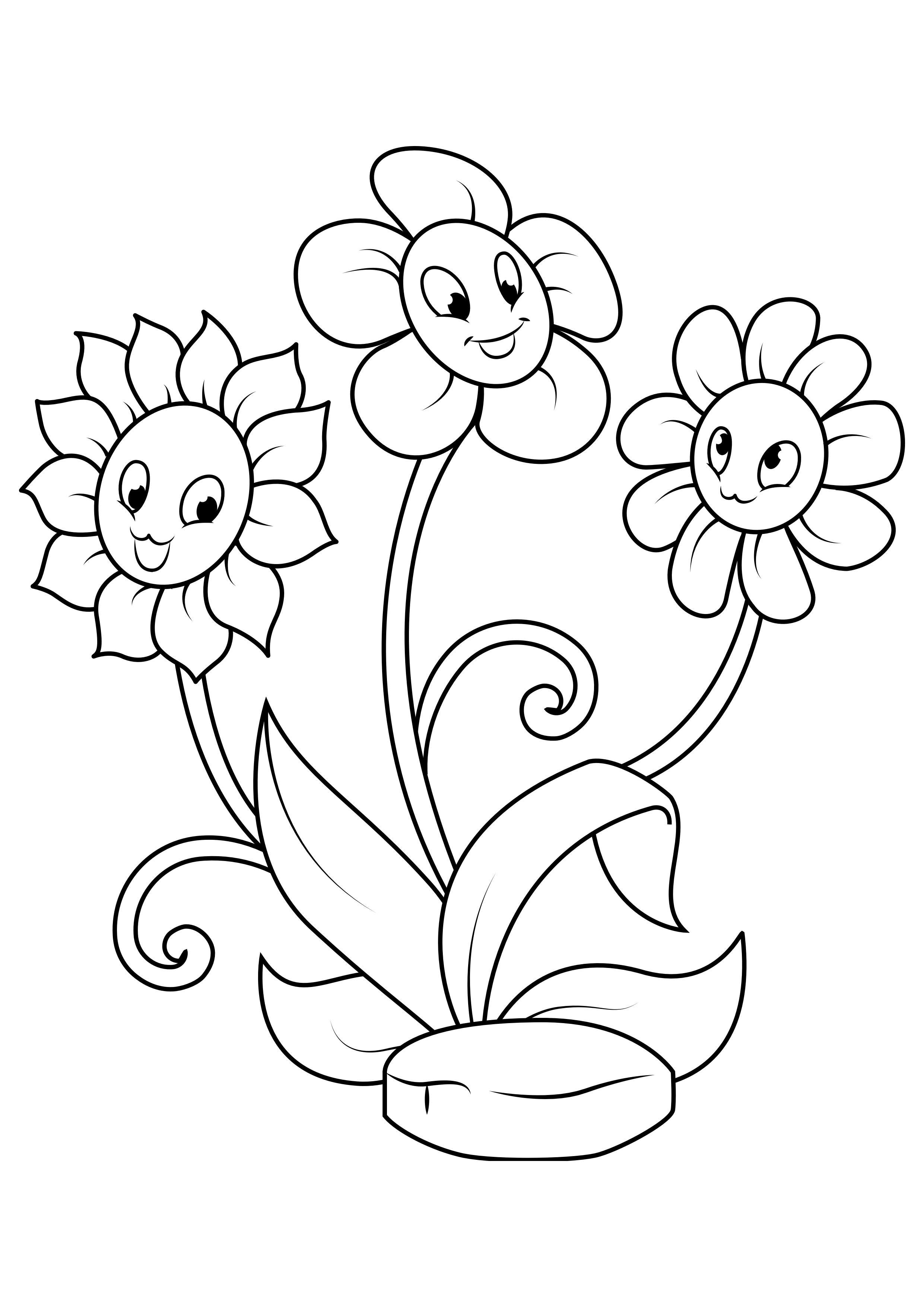 Página para colorir trÃªs flores