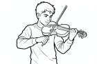 Um menino toca violino
