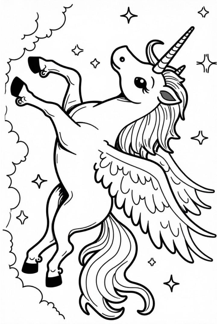 unicÃ³rnio na noite estrelada
