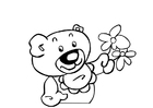 Página para colorir ursinho com flores