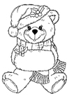 Página para colorir ursinho de Natal