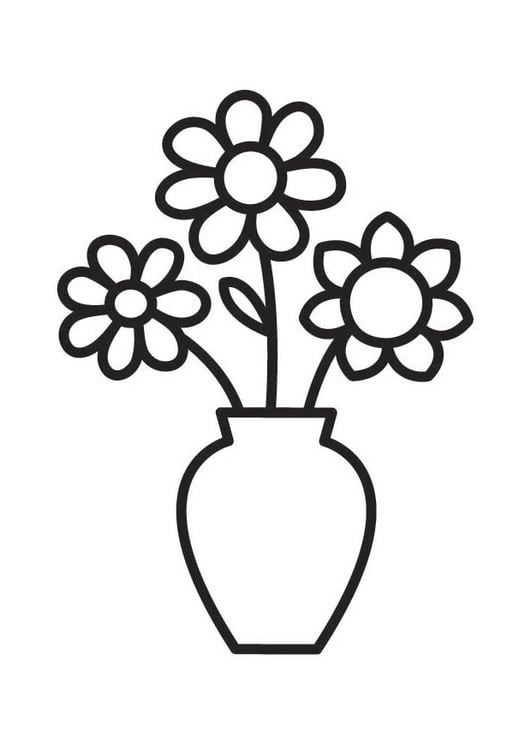 Página para colorir vaso com flores 