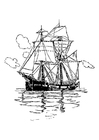 Página para colorir veleiros de dois mastros