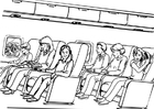 Página para colorir viagem - de avião