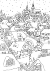 Página para colorir vila de natal