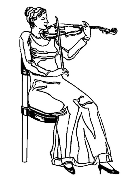 Página para colorir violonista 