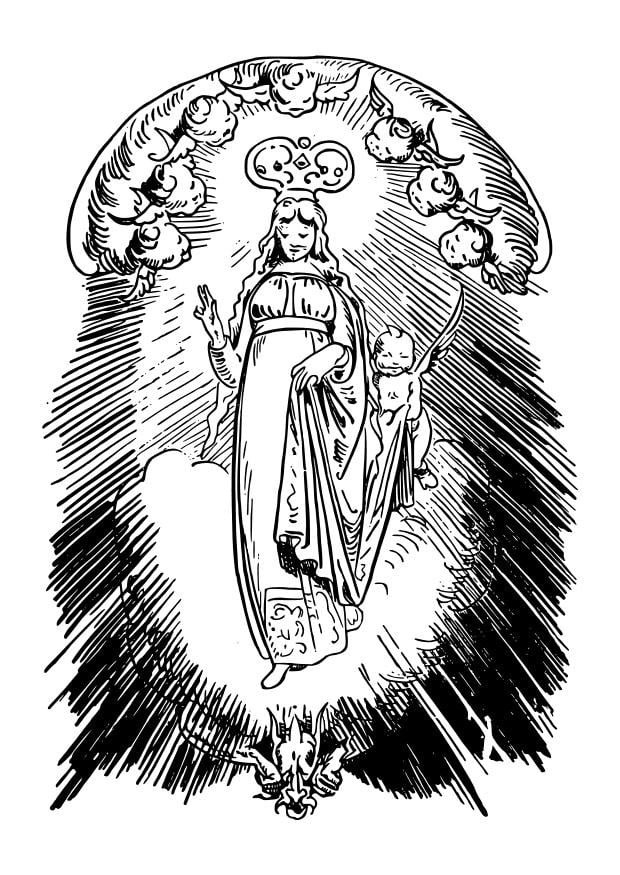 Página para colorir Virgem Maria 