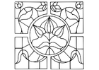 Página para colorir vitral com flores